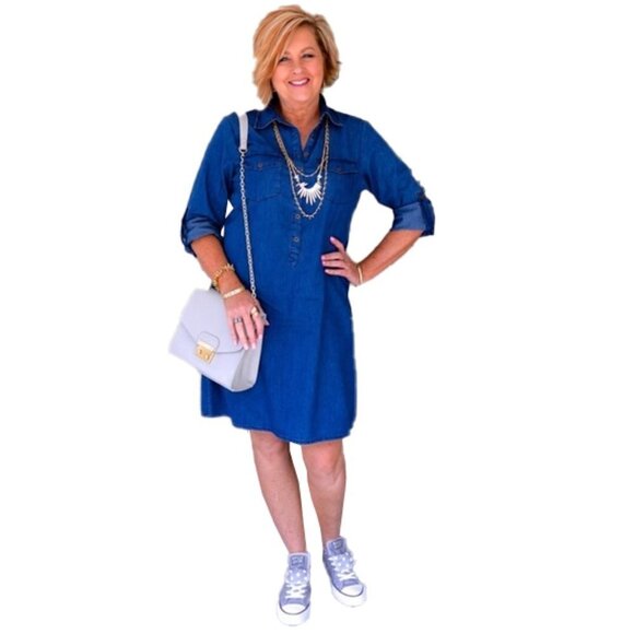 ❤️ COTTON EXPRESS Button Down tunic dress Size S - Picture 1 of 6